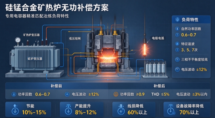 硅锰合金矿热炉无功补偿电力电容器方案